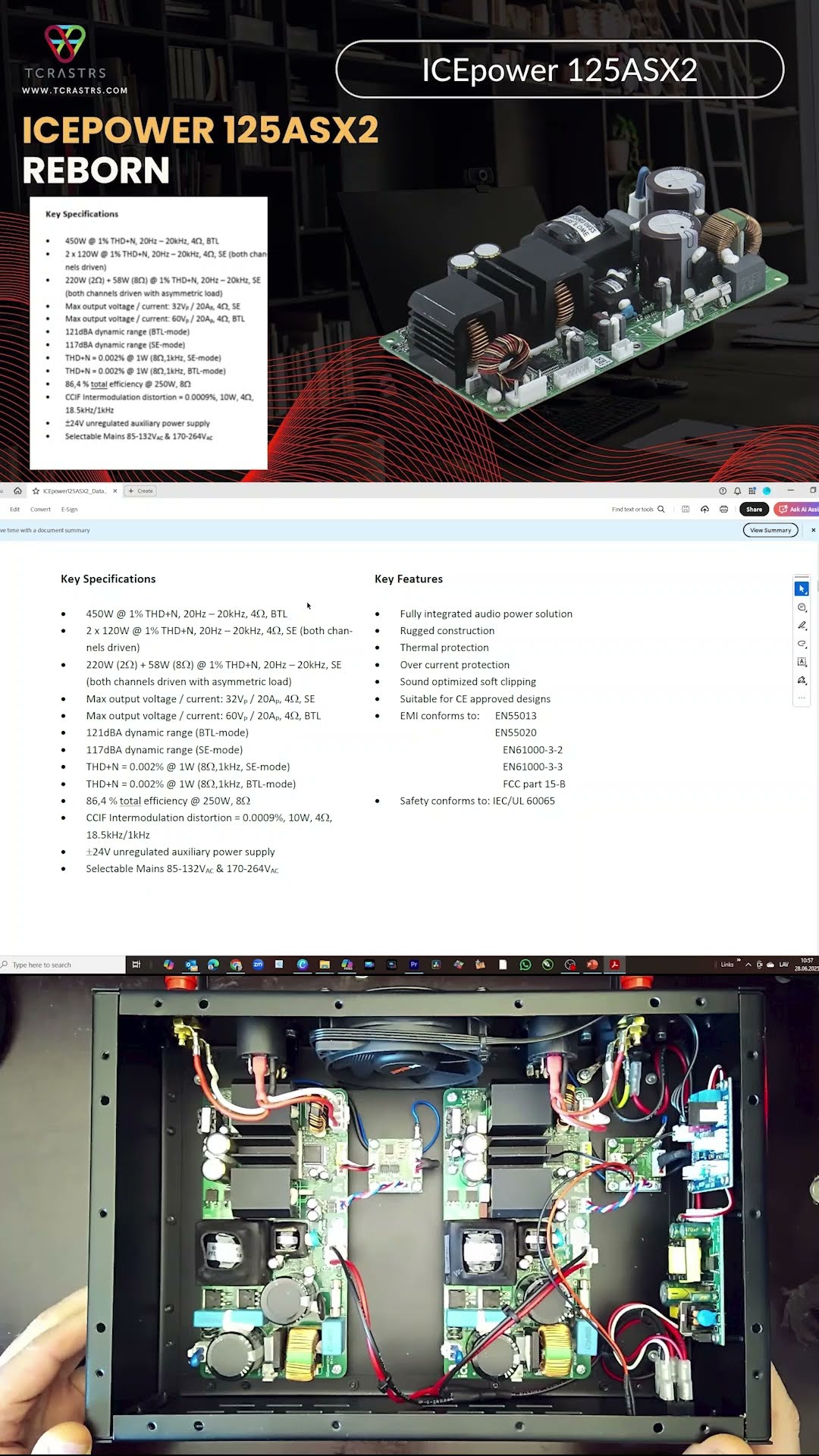 Icepower 125ASX2 based high quality class d audio amplifier - YouTube