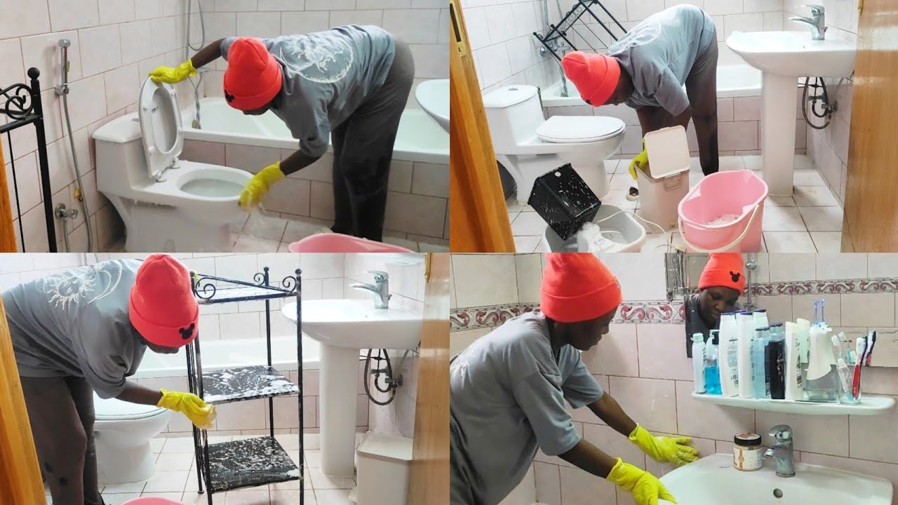 Deep bathroom cleaning| How to clean bathroom house maid in Saudi Arabia
