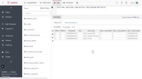 Lenses® SQL - Querying Streaming Data - Records metadata for Apache Kafka®