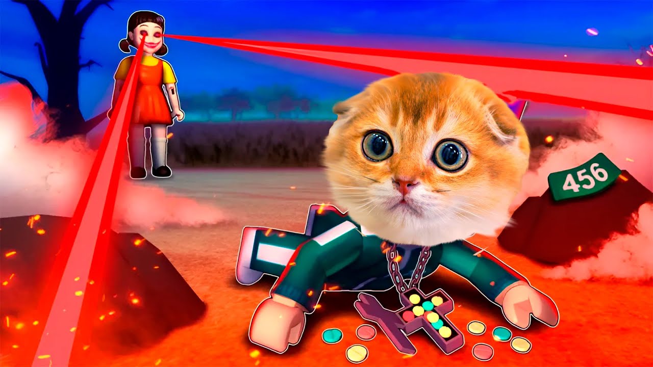 ПОБЕГ ИЗ ИГРЫ В КАЛЬМАРА! ИСТОРИЯ В РОБЛОКС! КОТИК ПОПАЛ В ИГРУ КАЛЬМАРА! Mega Escape: Squid Game