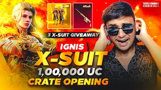 NEW IGNIS X SUIT CRATE OPENING IN BGMI | 3 X SUIT GIVEAWAY | LUCKIEST CRATE OPEING EVER - LION x YT