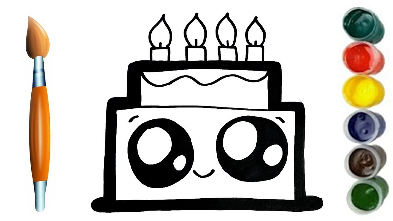 HOW TO DRAW A CUTE BIRTHDAY CAKE EASY YouTube
