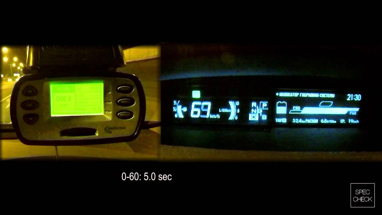 Toyota Prius XW30 0100 racelogic acceleration, 402m YouTube
