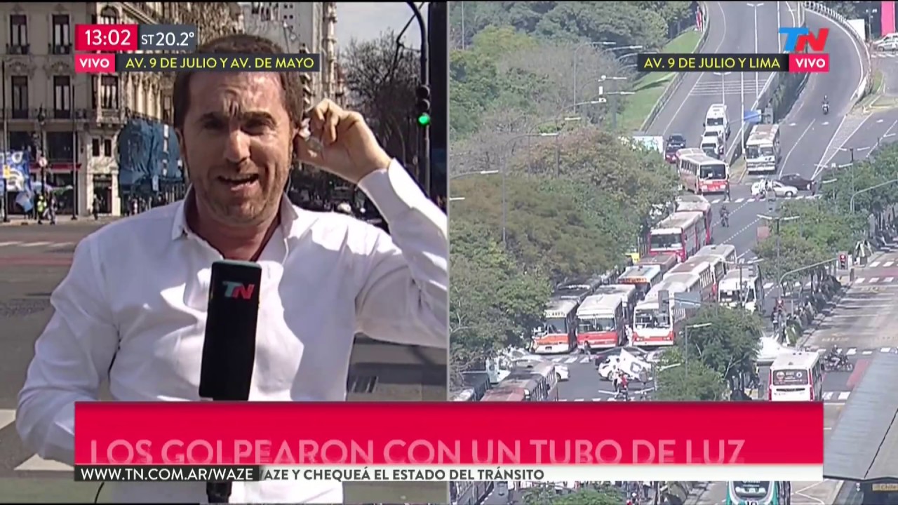 Periodista de TN agredido con un tubo de luz durante movilización