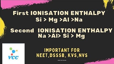 First ionisation enthalpy Si,Mg,Al,Na second ionisation enthalpy Na,Al,Si,Mg Explanation