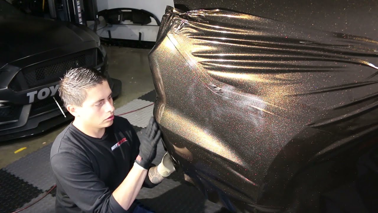 How to vinyl wrap a Rear Bumper in KPMF Copper Black Starlight Iridescent 2019 Mustang