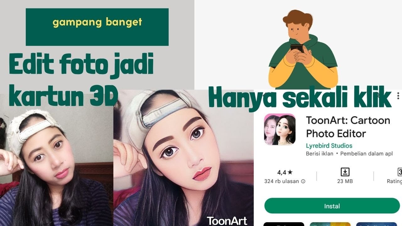 Cara Edit Foto Kartun 3D |tutorial apk toonatr 