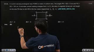 A current carrying rectangular loop | 30 JAN 2023 SHIFT 2 JEE MAIN PYQ Net Worth