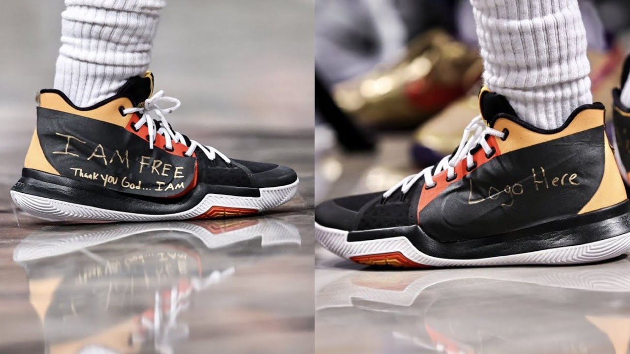 Kyrie Irving Covers the Nike Logo on His Sneakers & Writes 'I Am Free' –  Footwear News