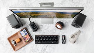 Top Desk Setup Tech 2023 - Walnut Keyboard, Desktop Speakers, Curved OLED Monitor!