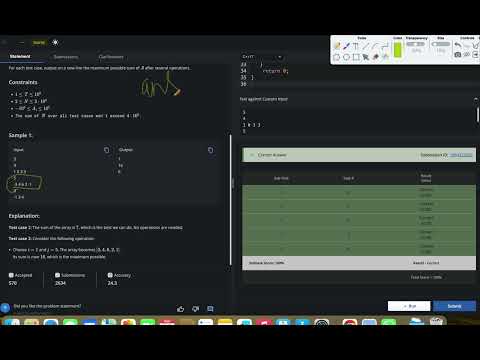 Maximise Sum | P4149 | Codechef STARTERS 149 | Full Solution with code