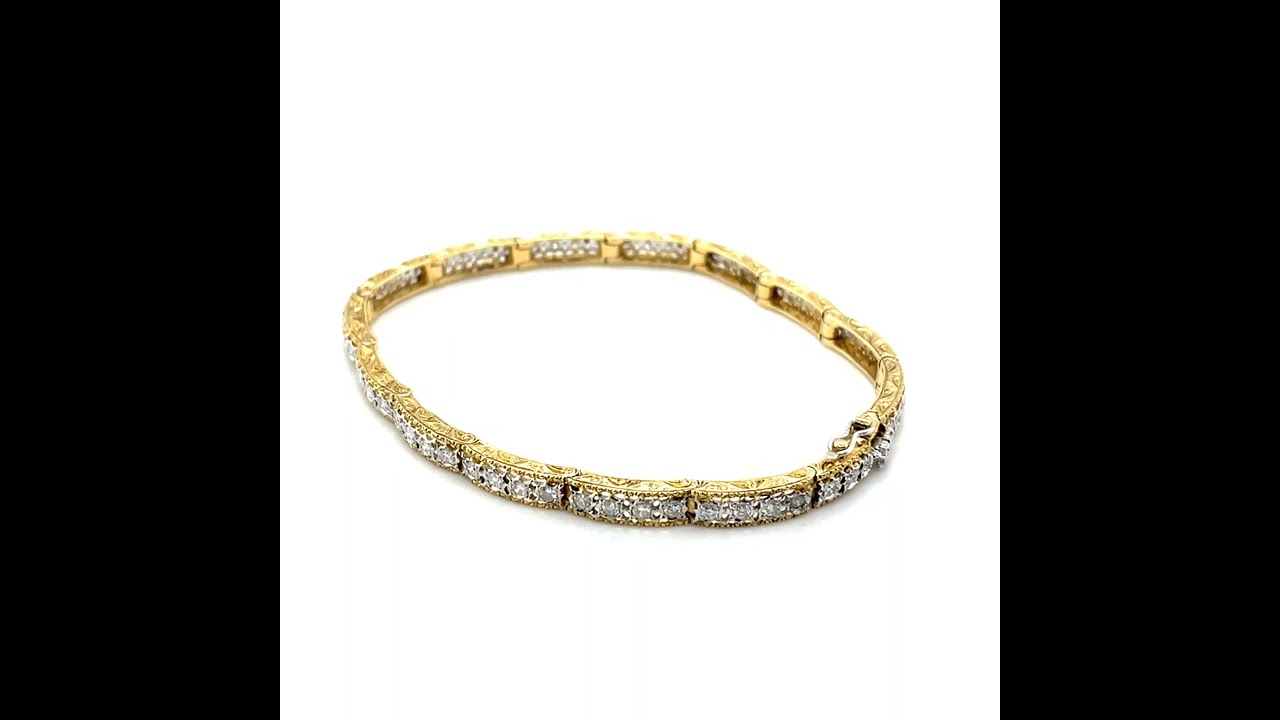 18K 750 Bicolor Gold 1,22 Ct Diamant Rivere Tennis Armband L 18cm