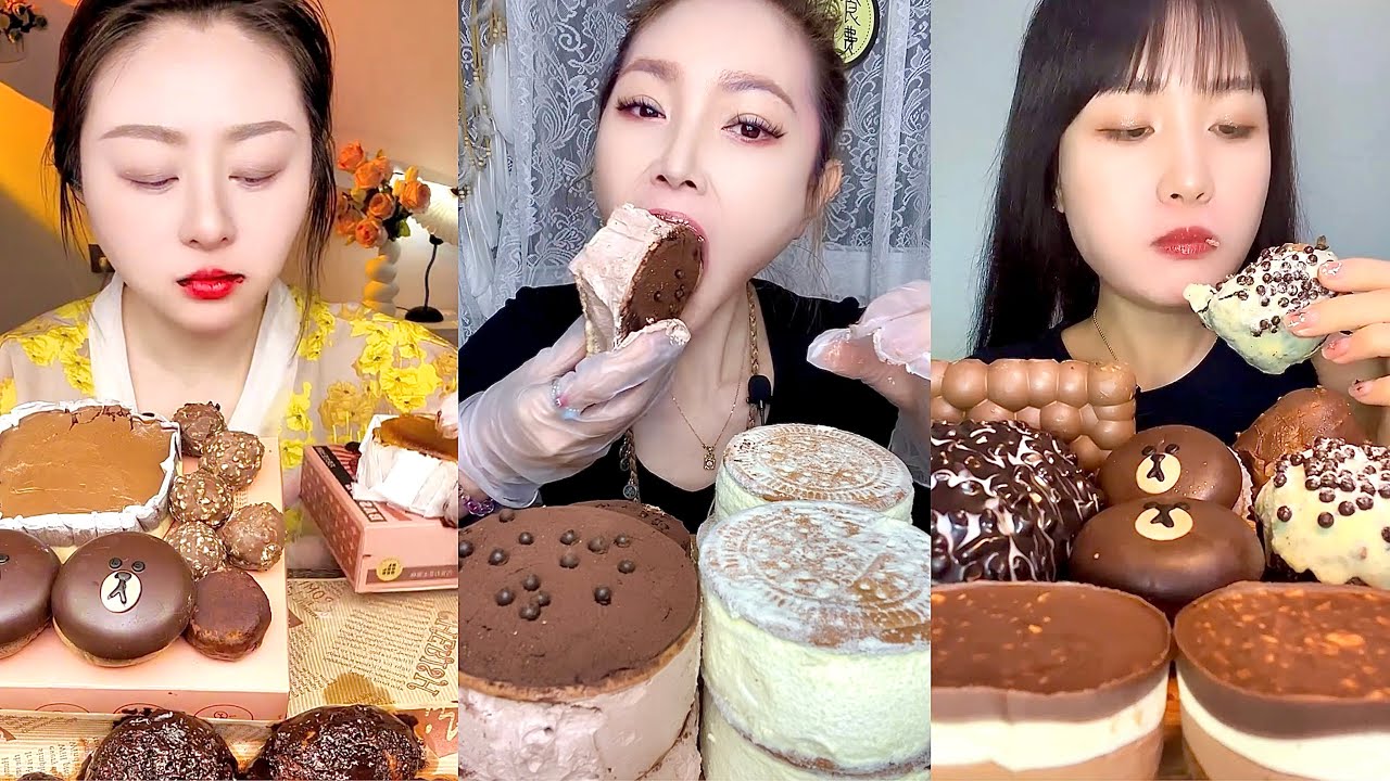 ASMR Mukbang Chocolate Dessert Eating | Soft Cake, Creamy Chocolate & Rich Sweet Sounds