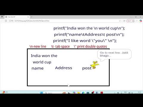 Use of backslash characters in C program with printf function