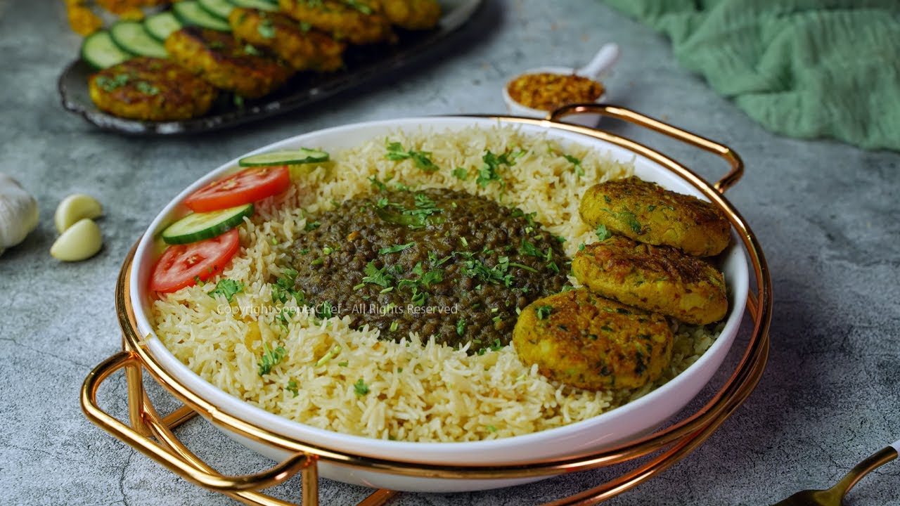 Sabut Masoor Dal with Aloo Tikki Rice Platter Recipe by SooperChef