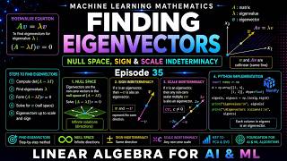 Machine Learning Mathematics Ep 35 | Finding Eigenvectors | Null Space, Sign & Scale Indeterminacy