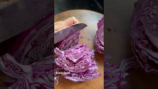 Cutting red cabbage..🏡🥬 #asmrvideo #asmrsounds #satisfying #vegetables #redcabbage