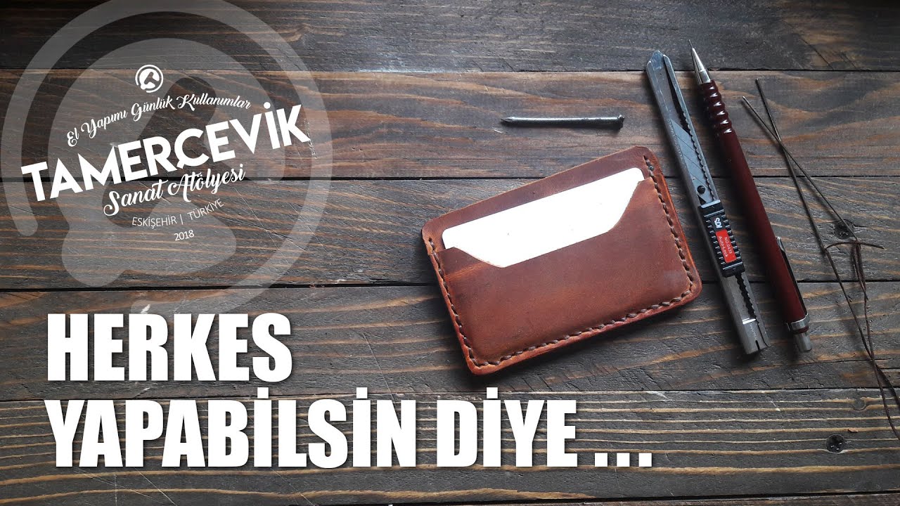 EVDEKİ ARAÇ GEREÇLE CÜZDAN YAPIYORUZ  Deri Cüzdan Yapımı BEDAVA KALIP / FREE PATTERN DIY