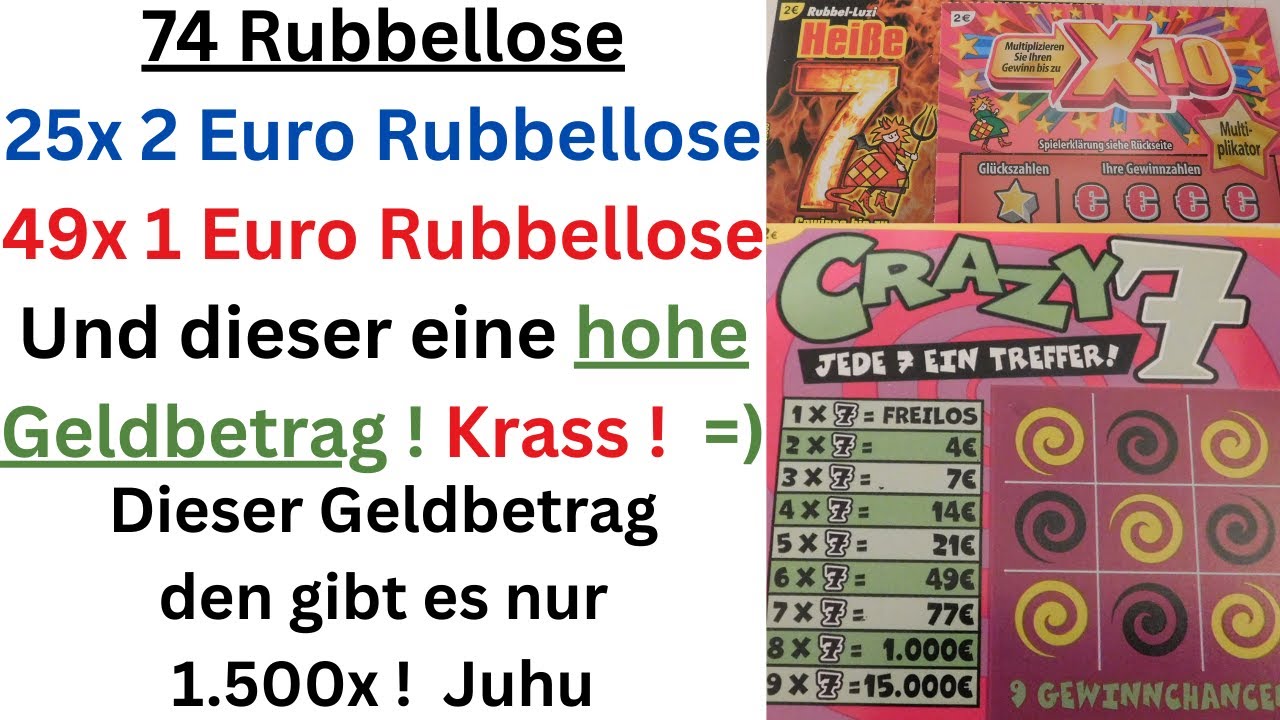 74 Rubbellose rubbeln und eine große Überraschung - 1 und 2 Euro Rubbellose