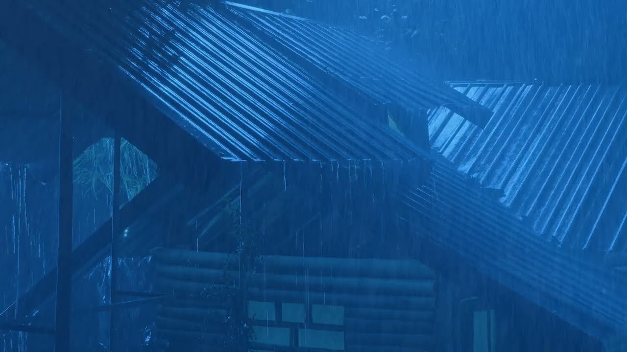 Instant Calm 🌧️ Massive Night Rain on Old Tin Roof | Stress Relief & Deep Sleep Sounds