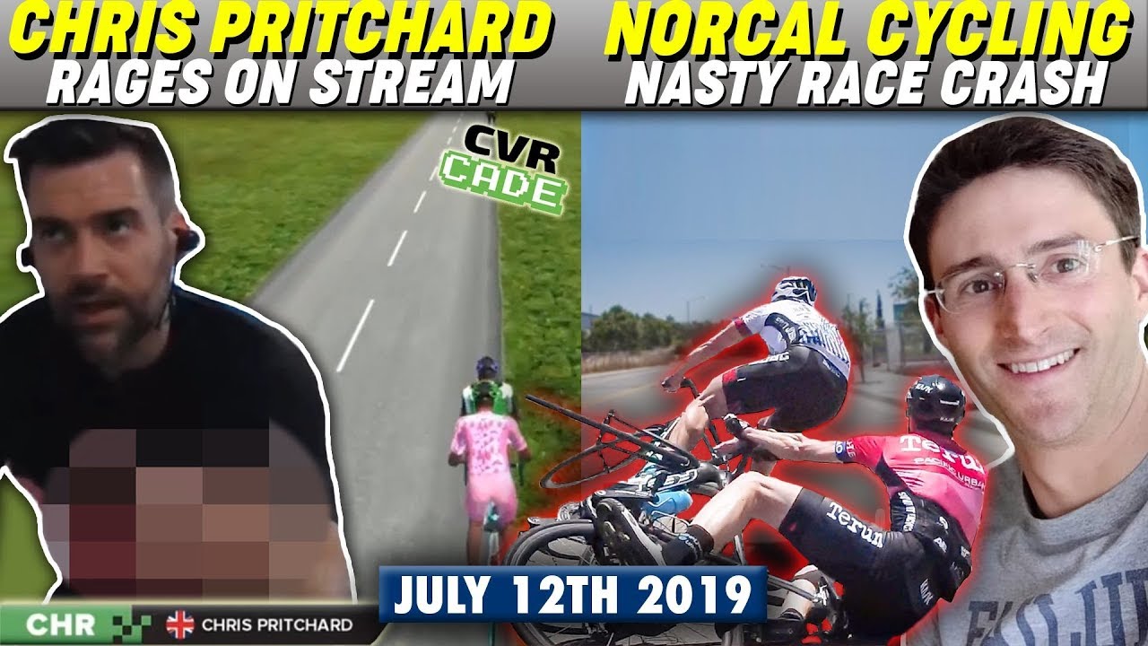 Chris Pritchard Funny Stream Rage on CVRcade! NorCal Cycling Crashes Hard in Training Crit Race!