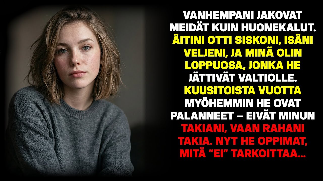 Äitini otti siskoni, isäni veljeni – minä jouduin kotiin. Nyt sanon 