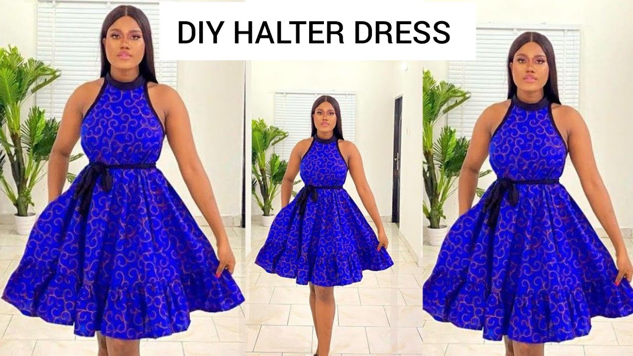 HOW TO MAKE HALTER NECK GOWN  how to make a circle dress for