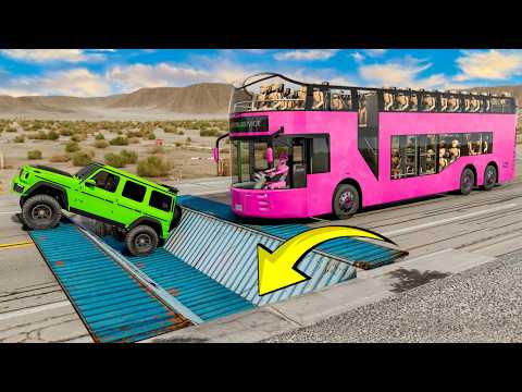 Cars vs Upside down speedbump  Bridge Drive Challenge Ends in Total Destruction!
