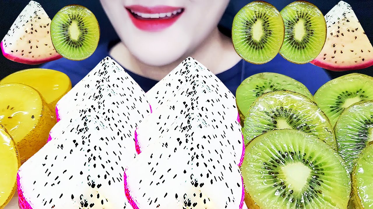 ASMR CANDIED FRUITS(Dragon fruit, kiwi) TANGHULU EATING SOUNDS 용과와 키위