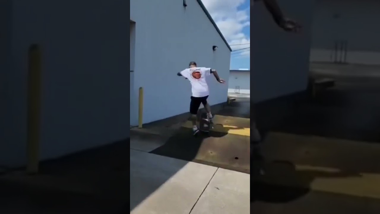 Skateboarding on spring Loaded shipping Dock 
