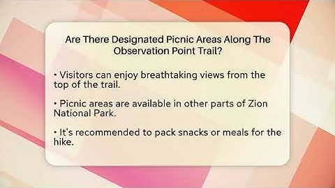 Are There Designated Picnic Areas Along The Observation Point Trail? - Exploring Campgrounds