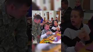 Soldier Surprises His Son At School