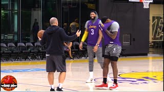 LeBron James Can't Stop Laughing At Anthony Davis's Imitation Of Him. Lakers Practice HoopJab NBA