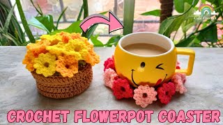 How to Crochet Flower Pot Coaster || Easy Step-by-Step DIY Tutorial for Beginners