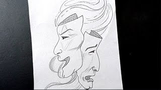 How to Draw a Happy and Sad Mask | Pencil Sketch