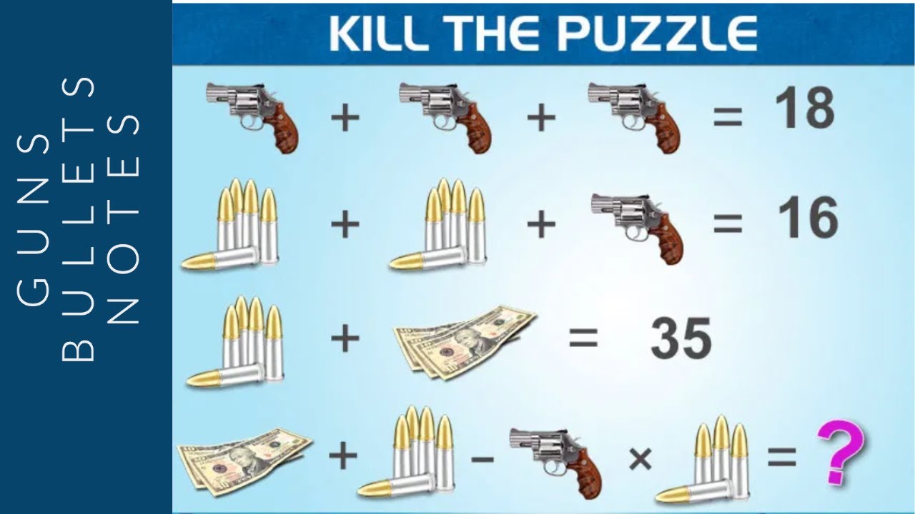 MATHS PUZZLE | Guns Bullets Notes Puzzle | Step by Step Solution ...