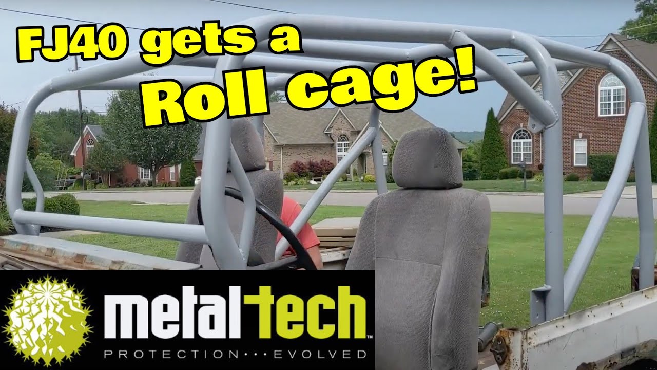 Rolled FJ40 gets a Metaltech roll cage - YouTube