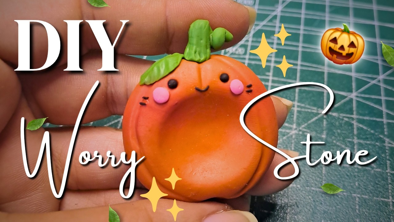 ✨️DIY pumpkin worry stone with homemade clay🎃✨️