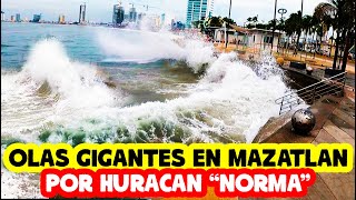 HURACAN NORMA genera OLAS GIGANTES en PLAYAS que IMPACTAN en el Malecon de MAZATLAN SINALOA