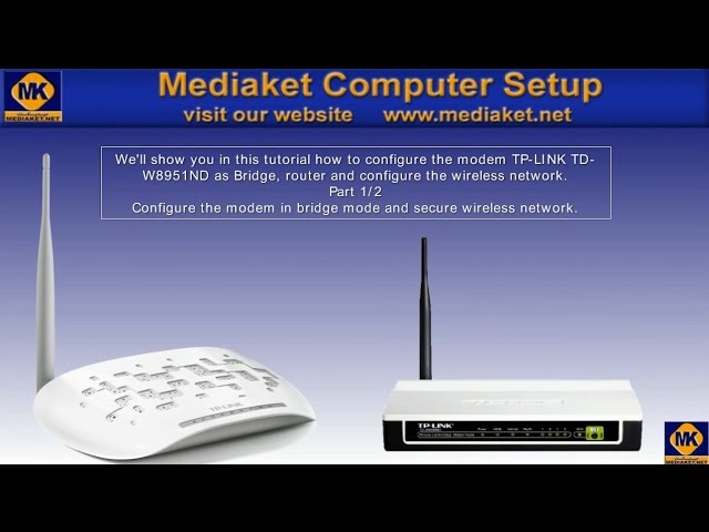 Tp Link Td W8951nd Modem Configuration As A Bridge A Router Wifi And Ports English Youtube