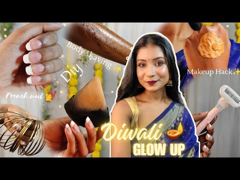 *At Home* Diwali Glow Up🪔✨ Haircare/Makeup Tips/Diy 💅/ Body scrub & much more sangita's beauty tips