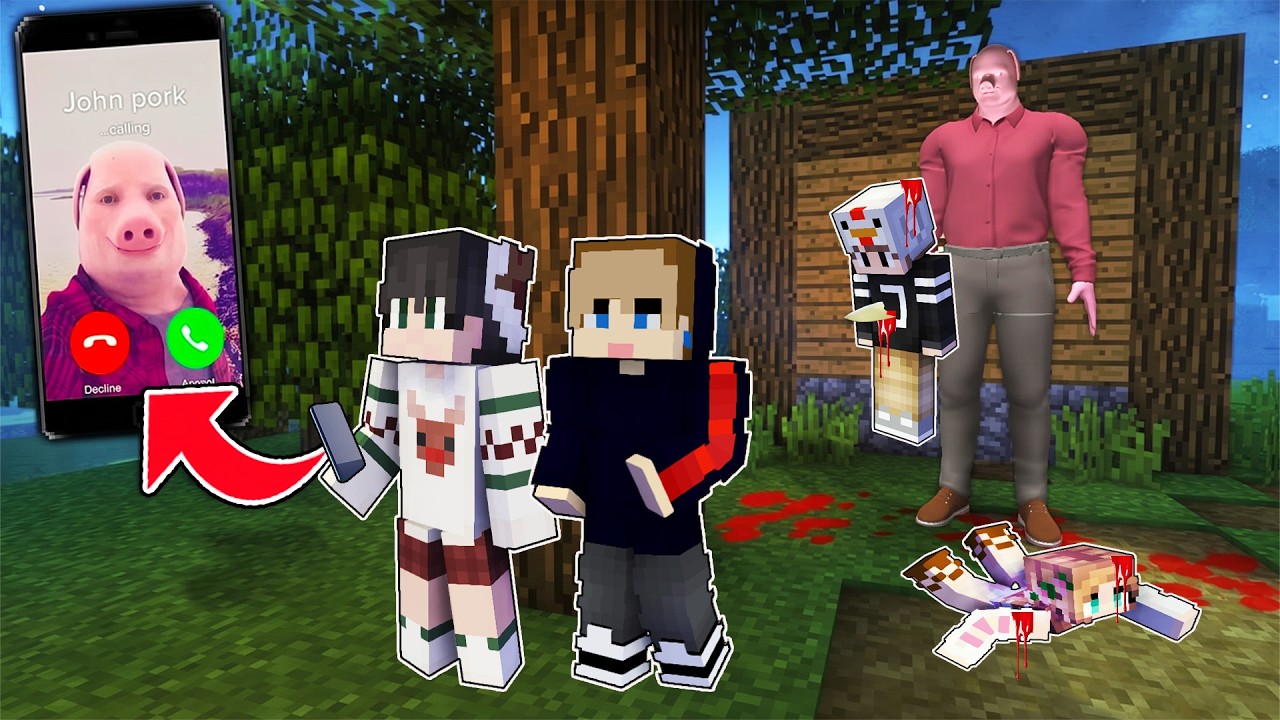 Scary JOHN PORK is CALLING in Minecraft!