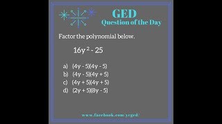 GED® Math: Factoring Difference of Squares "Cheat Method" (1.9, Adv, # 7)