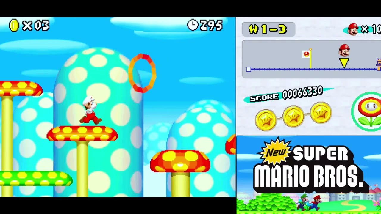 New Super Mario Bros (NDS) Walkthrough world 1 