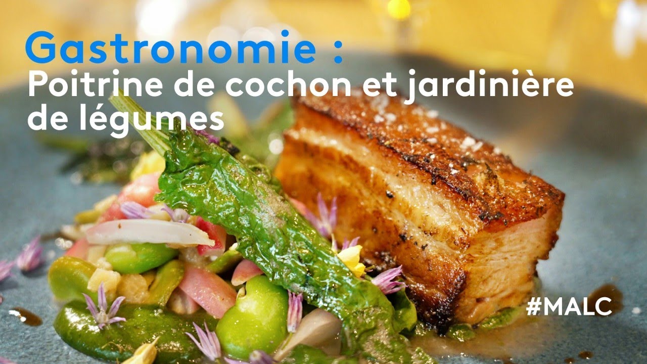 Gastronomie : poitrine de cochon et jardinière de légumes