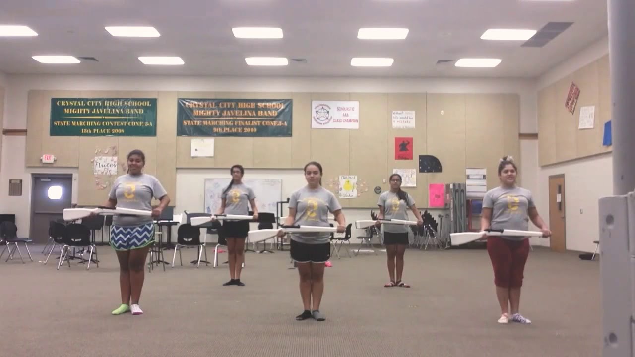 Color guard and rifle warm up