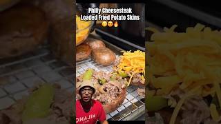 Philly Cheesesteak Loaded Fried Potato Skins😋 #shorts #food #foodie #foodshorts #viral