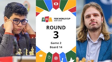 🇹🇷 Yagiz Kaan Erdogmus – Richard Rapport 🇭🇺 | FIDE World Cup 2025 | Round 3 | Game 2 | Board 14
