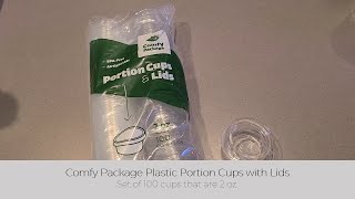 In Hand Review of Comfy Package Plastic Portion Cups With Lids