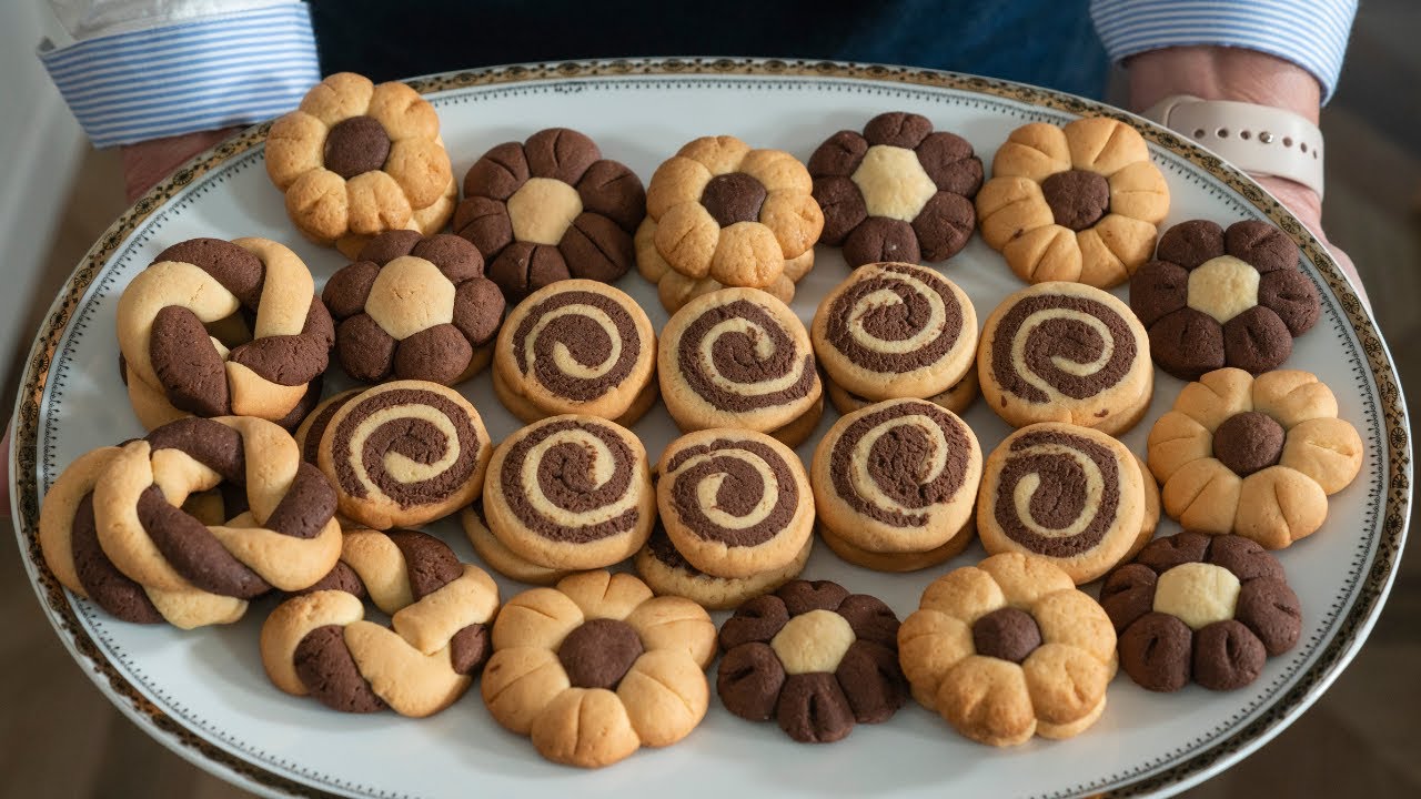 Быстрое и простое двухцветное 🍪 3 вида печенья с одним тестом, бомбический рецепт